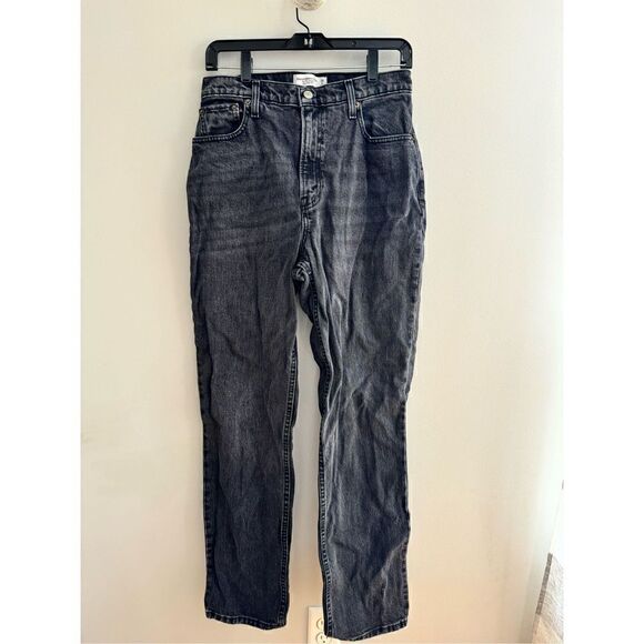 Abercrombie The 90s Straight Ultra High Rise Jeans, 28 / 6 Black A&F - Picture 5 of 8